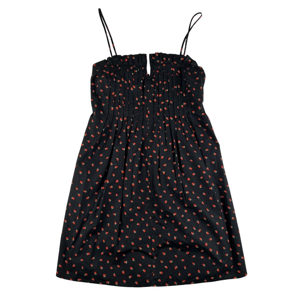 Madewell Dress Womens 0 Pintuck Strawberry Print Pleated Fit Flare Mini Sundress